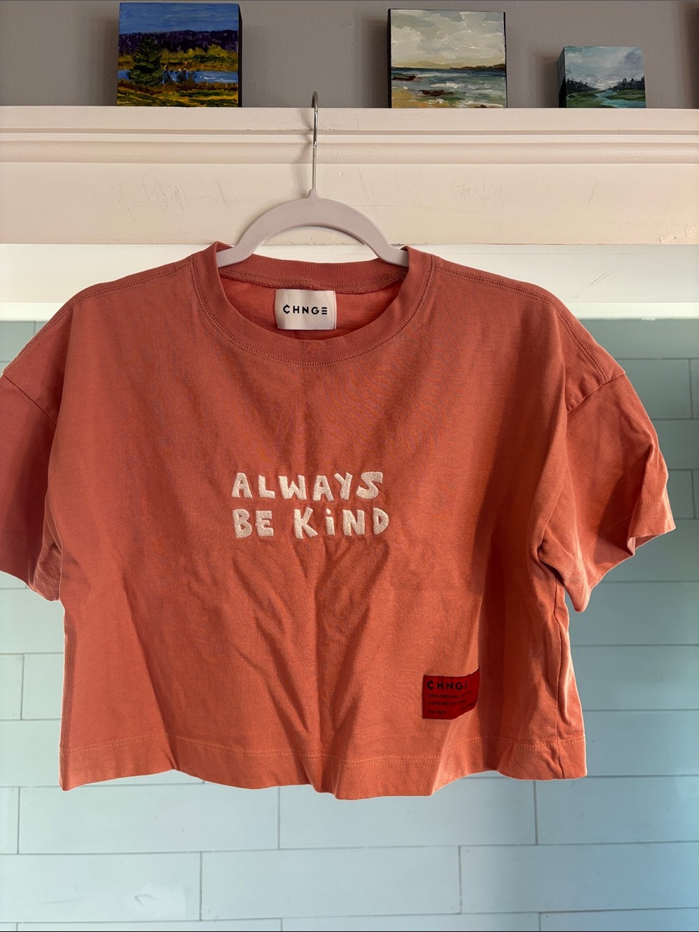 CHNGE Coral 'Always Be Kind' Cropped Tee